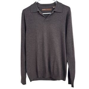 Perry Ellis Men’s SMALL Long Sleeve Wool Blend Brown V-Neck Sweater